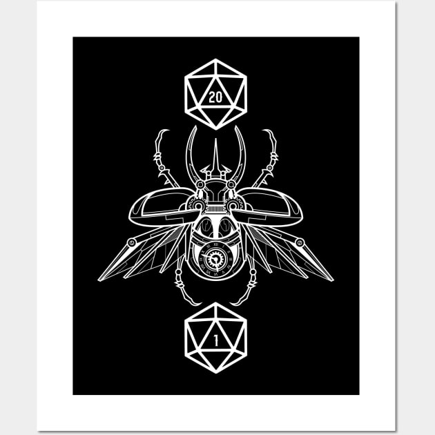 Critical Hit and Critical Fail D20 Scarab Beetle Dungeons Crawler and Dragons Slayer Tabletop RPG Addict Wall Art by dungeonarmory